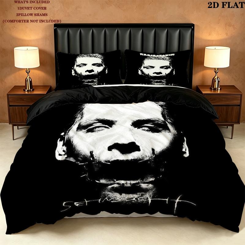 Rammstein Bedding Quilt Set Quilt Cover Pillowcase Home Decoration Birthday Gift (1 * duvet cover + 2 * pillowcase, without core)