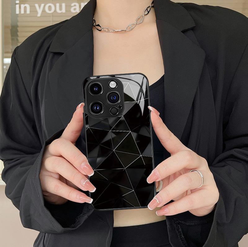 Geometric diamond for apple 16 mobile phone case 15 protective case iphone17 glass 14promax men's hard case