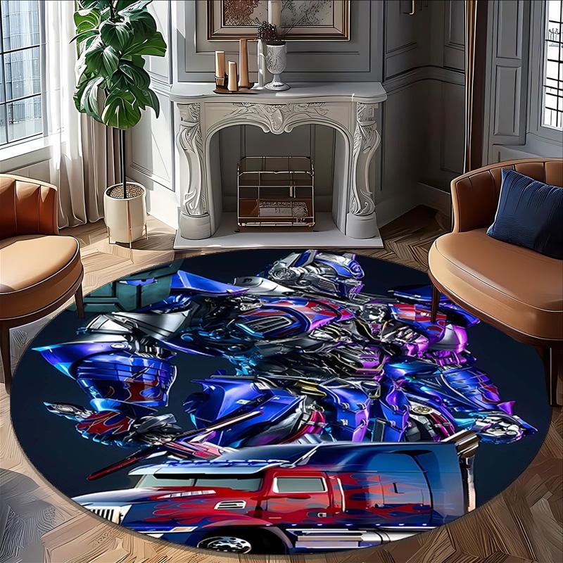 1pc Transformers2 Print Round Carpet Chair Round Carpet Suitable for Bedroom Living Room Home Decorative Carpet