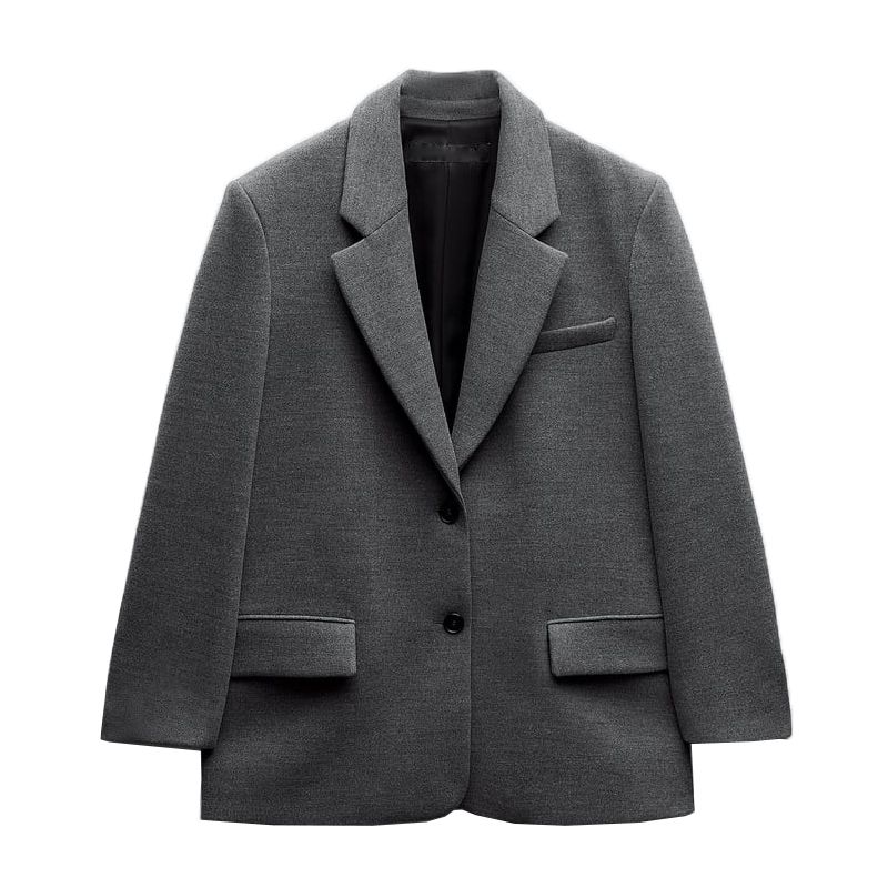 

Autumn Gray Casual Loose with Padded Shoulder Straight-leg Suit Gray L