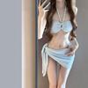 Bikini Four-piece Sexy Striped Swimsuit Women's High-end Ins Style