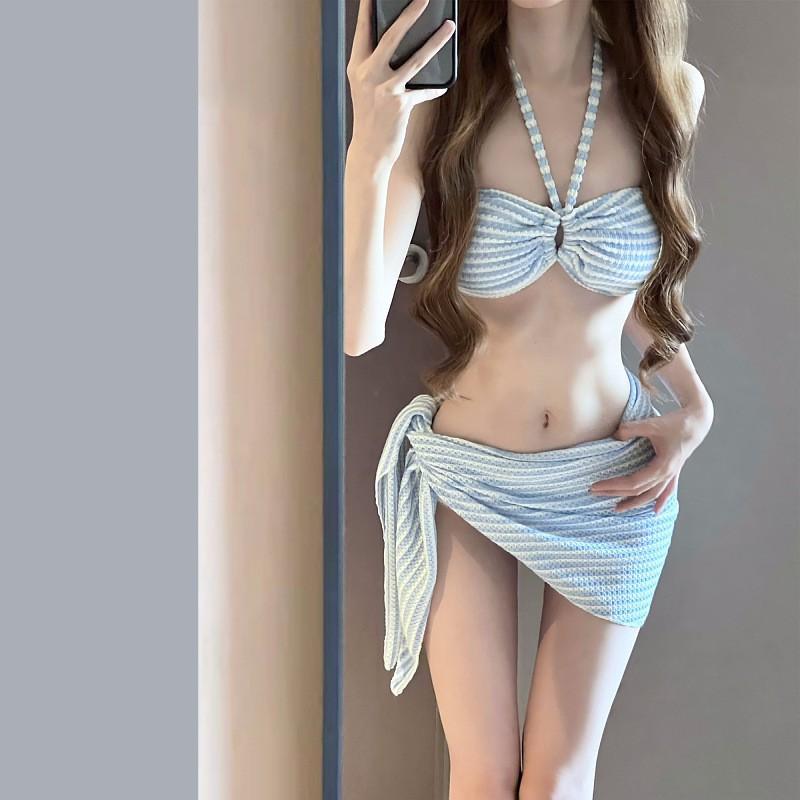 Bikini Four-piece Sexy Striped Swimsuit Women's High-end Ins Style