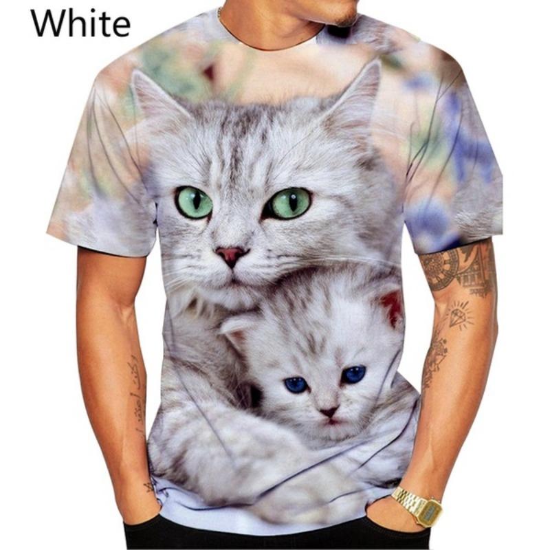 Summer Fashion Popular Cool T-shirt Men's and Women's 3d T-shirt Printing Cat Casual Short-sleeved Shirt Top