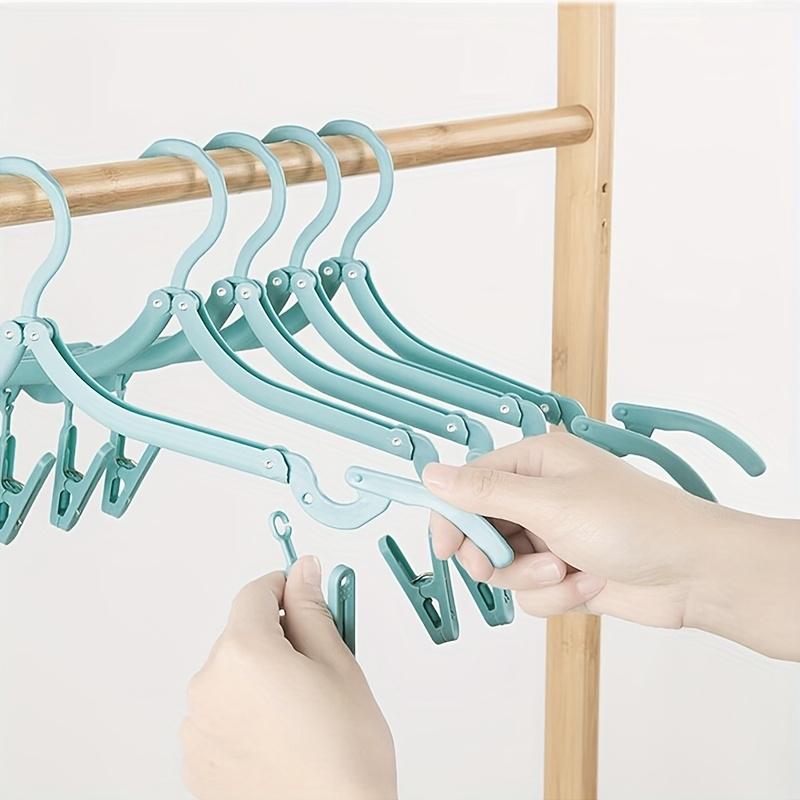 Portable Foldableable Clothes Hangers With Clips Travel Portable Clothes Hanger Load-Bearing Strong Home And Outdoor Essential