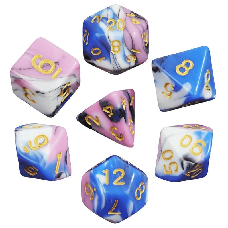Beautiful Colorful Gaming Dice Collection of 7 Perfect Gift for DND Board Game Accessories Lovers