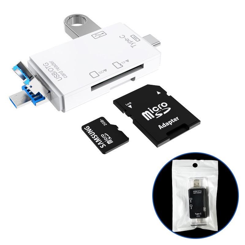 

6-in-1 USB 3.0 Type-C Card Reader for Android & Computers, OTG SD/TF/U Disk Compatible.