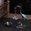 1Pc Elegant Crane & for Lotus Flower Incense Burner - Metal, Home Decor Accent with Creative Line Incense Holder