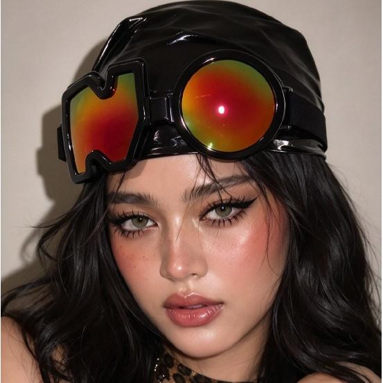 Y2K Millennial style NO Glasses concave and convex shape decorative goggles Stage show personality accessories sunglasses