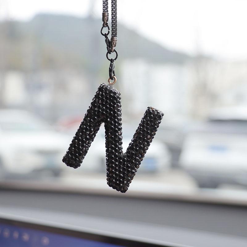 Rhinestone Ceramic Cross Pendant for Car Mirror Decor