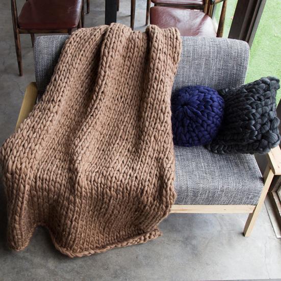 Thick Yarn Soft Warm Large Winter Bed Sofa Hand Knitted Blanket Home