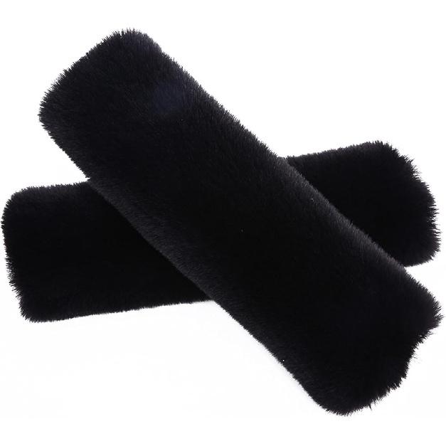 Pinbola 5Pcs In 1 Set Faux Wool Steering Wheel Cover Soft Fluffy Handbrake Cover & Gear Shift Cover & 2Pcs Seat Belt Shoulder Pads Warm Universal Fit