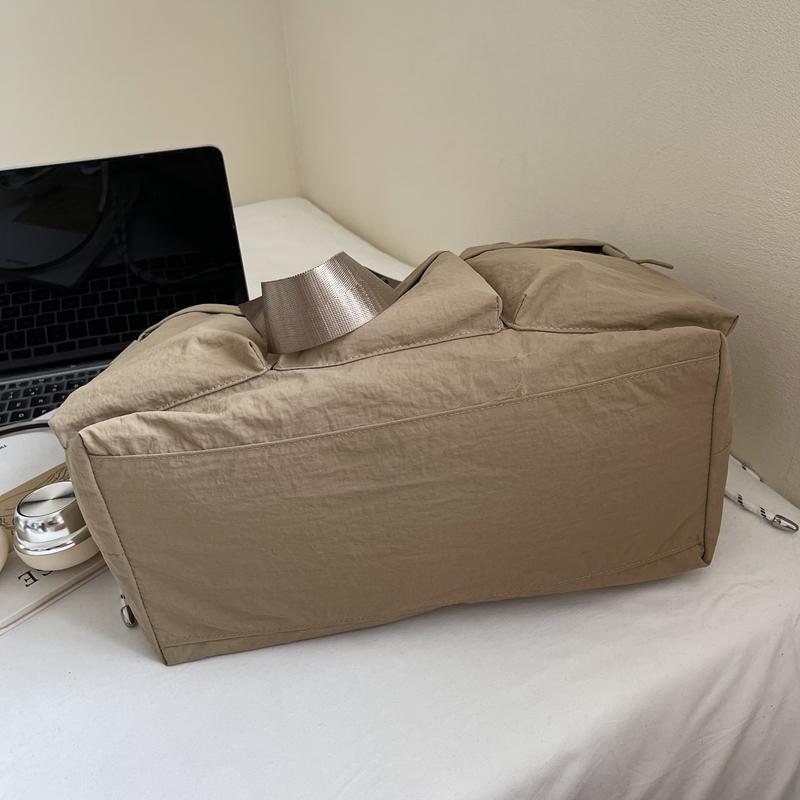 Large Capacity Drawstring Bag Women's Tote Bag Solid Color Shoulder Bag