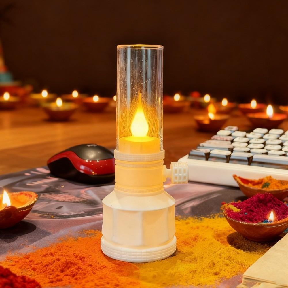 Vintage Battery Operated Electronic Lamp LED Light Clear Flameless Oil Lamp Flameless Candlestick Christmas Light