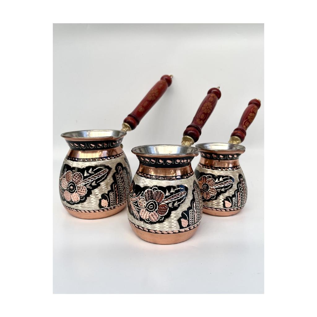 3-częściowy zestaw miedzianych dzbanków do kawy