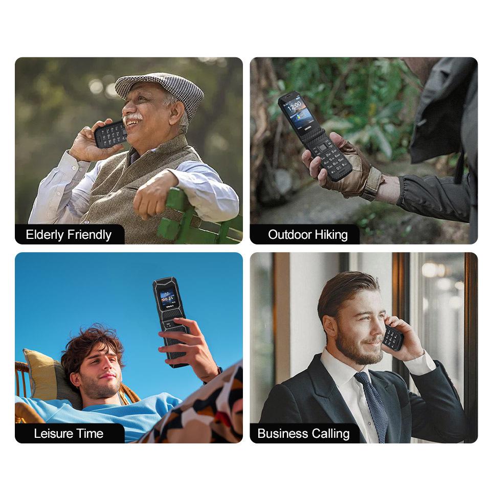 Telefon mobil popular cu clapetă și ecran dual, cu butoane și fonturi mari, standby super lung, design 2G prietenos cu seniorii