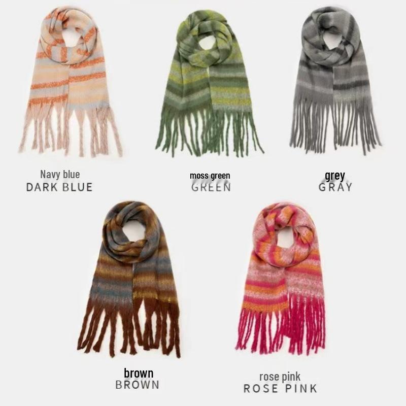 Women's and Men's Korean Style Mohair Shawl Scarf - Thick, Warm, Autumn/Winter Accessory