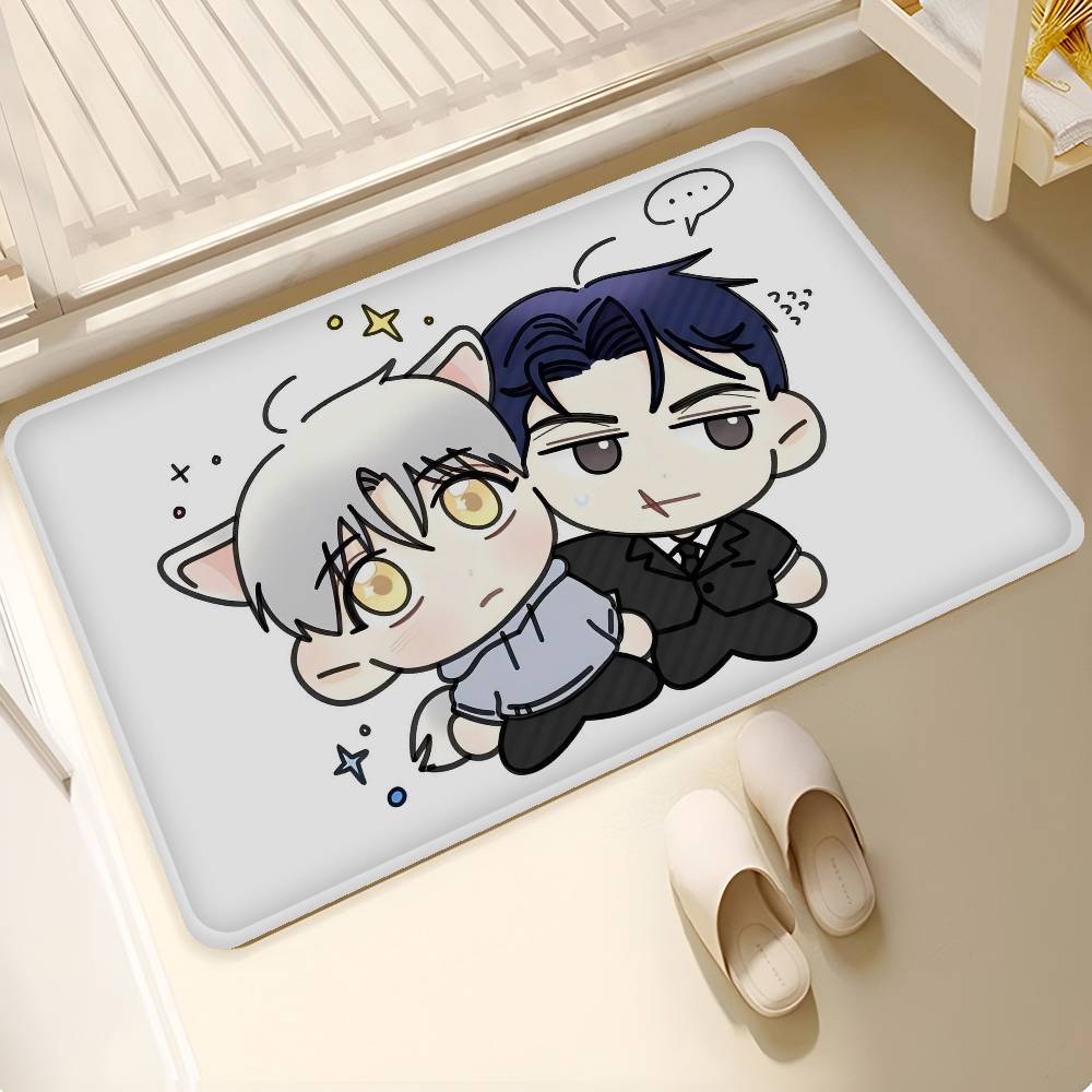 So Lovely You Manga Door Mat Anti-slip Absorb Water Long Strip Cushion Bedroon Mat Bedside Mats