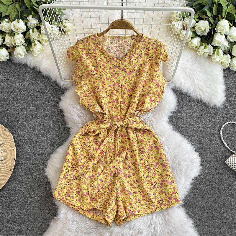 

First Date Socialite Elegant Ruffle Straight-leg Jumpsuit Yellow One size