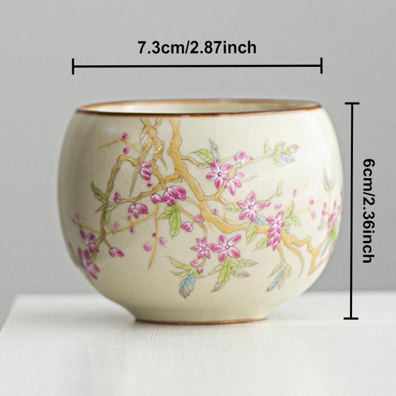 Ru Kiln Ceramic Master Cup Creative Peach Blossom Teacup Small Tasting Mug Tea-calix Chinese Kungfu Tea Bowl Household Teaware