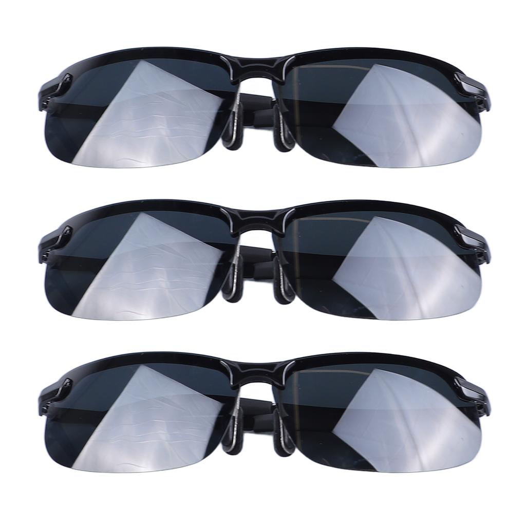 3 Pcs Polarized Sunglasses Color Changing Grey Polarized Sports Sunglasses for Men Baseball Cycling Running Motorcycle