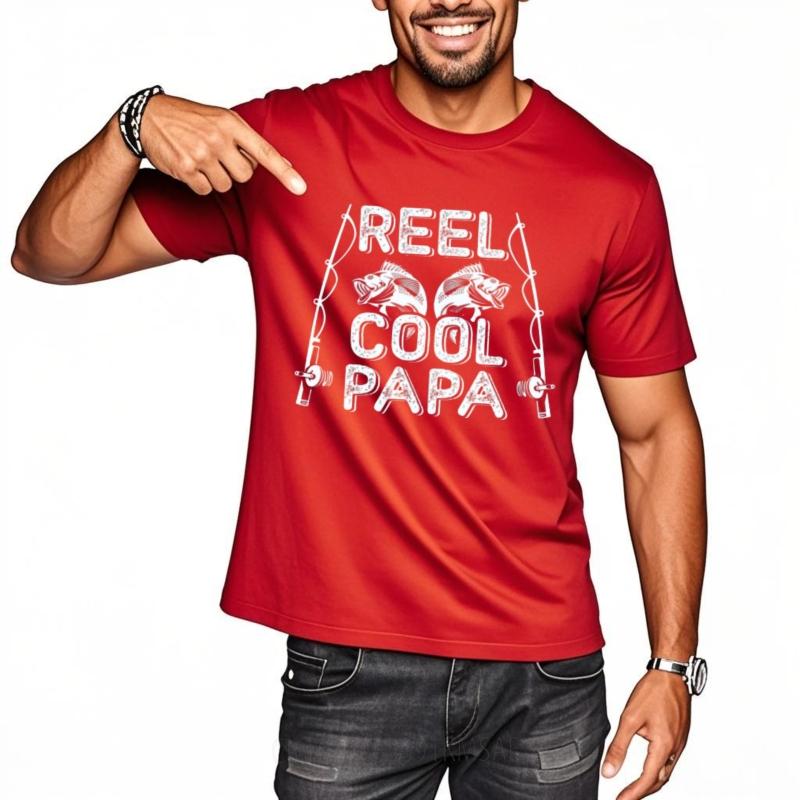 Unisexs Top Printed For Her Oneck Tshirt Casual Reel Cool Papa Fishing Rods Fish Fashionable For Her Top Tees Lightweight Tee