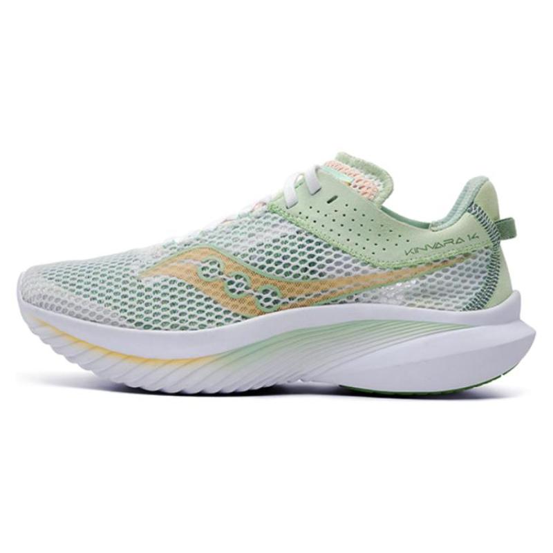 Saucony Kinvara Elite 14 Slip Resistant, Abrasion Resistant, Lightweight Low Top Running Shoes Women's White Green Saucony S10823-100