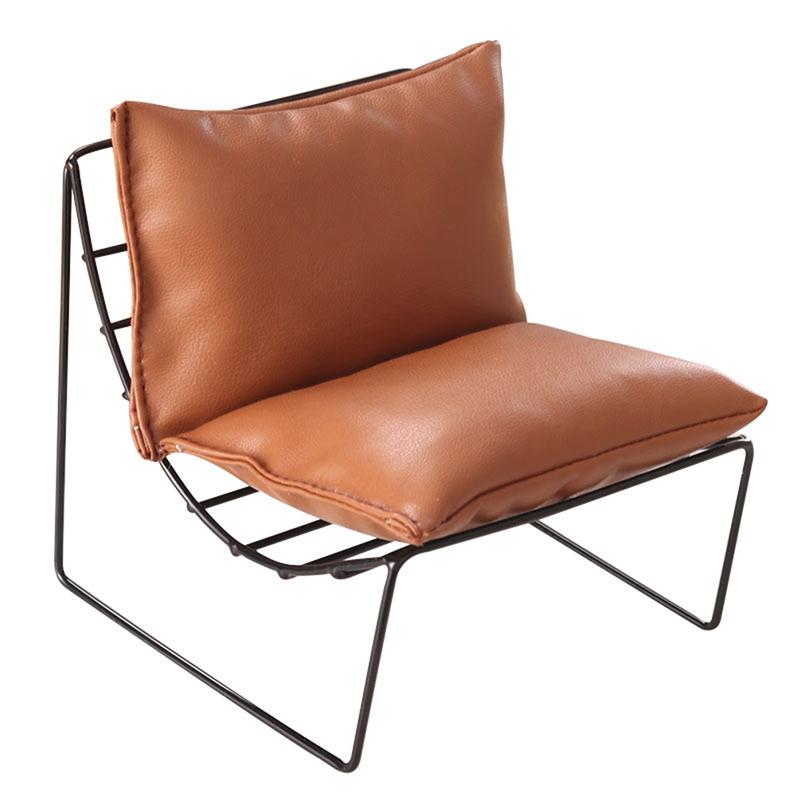 Dollhouse Miniature Iron Sofa Chair Leather Cushion Back Chair Furniture Model Dolls Living Room Scene Model Decor Toy