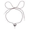 Exaggeration Vintage Elegant Trendy Metal Heart Necklace Ribbon Pearl Pendant Clavicle Chain For Women  Jewelry