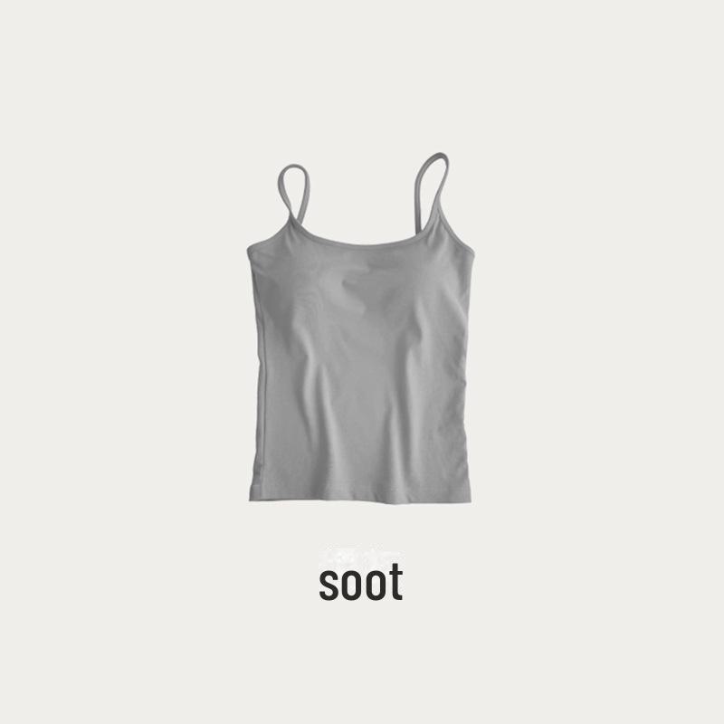 Women's Slim Fit Velvet Camisole with Chest Pad - Square Collar, Sleeveless Top for Autumn/Winter. Perfect as Inner Wear or Outerwear.