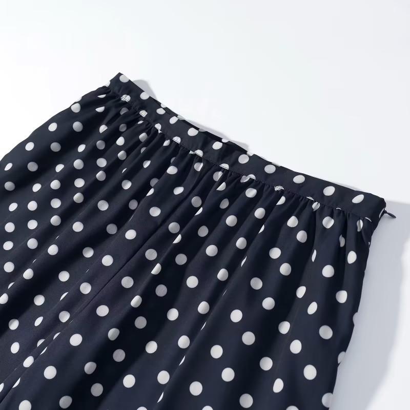 2026 Womens Loose Casual Polka Dot Harem Pants High Waist Long Trousers Thin Daily Wear