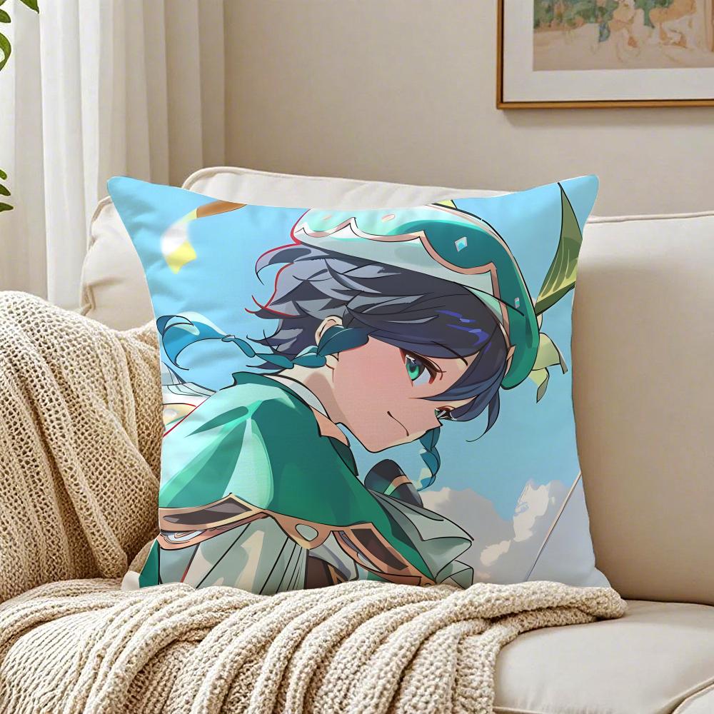 Popular Genshin Impact Venti Pillow Cushion Cover Pillowcase Anti-Dustmite Living Room Sofa Decor Cushion Room
