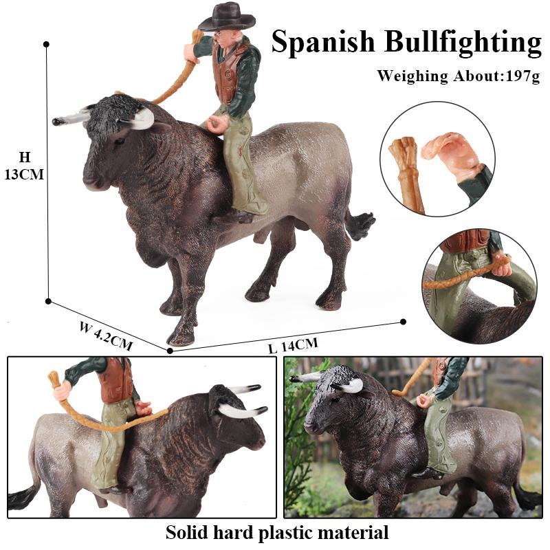 Oenux Zwierzęta Gospodarskie Walki Byków Kowboj Symulacja Drób Bydło Cielę Byk Wół Kolekcja Figurek Akcji Model Pvc Zabawka Prezent dla Dzieci