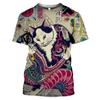 Uomo Donna Top Samurai Cartoon Animal 3D Printing Tees T-shirt streetwear a maniche corte fresca stile Harajuku divertente quotidiana