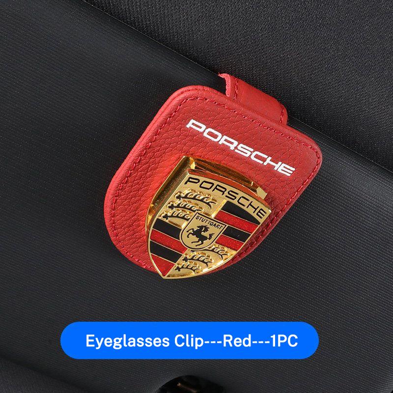 

Car Logo Eyeglass Holder Glasses Storage Clip For Porsche Cayenne Panamera Macan 911 Taycan Boxster Cayman 918 Pajun Accessories