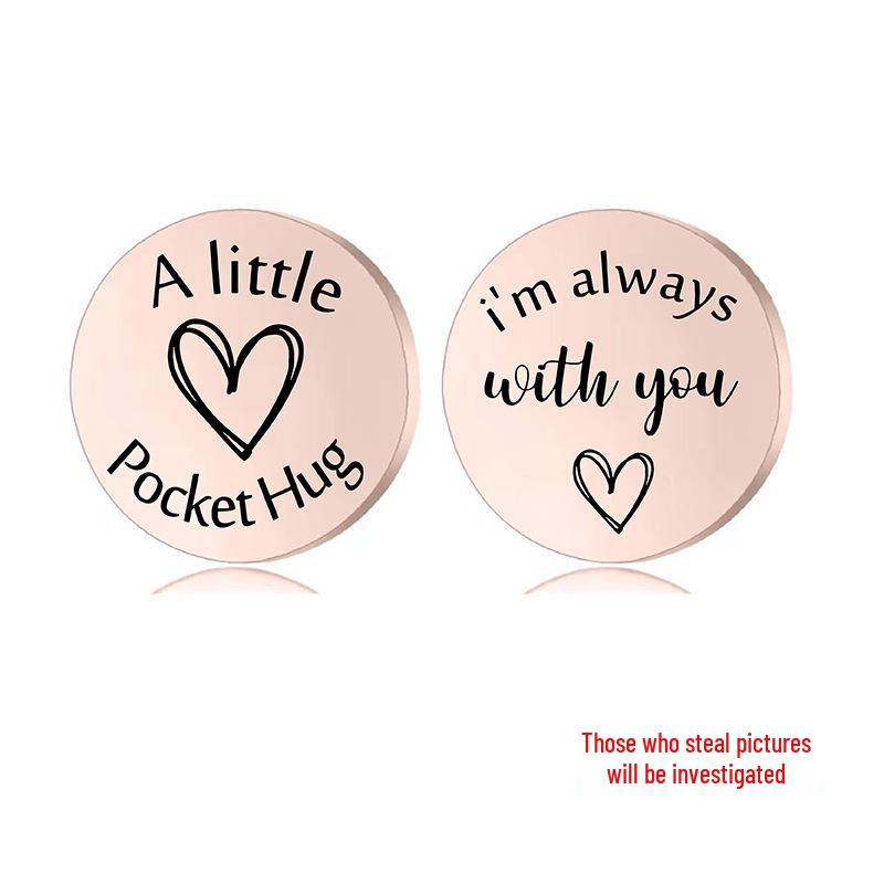 Lucky Charm Motivational Coin: Engravable Stainless Steel Couple & Family Gift Ornament.