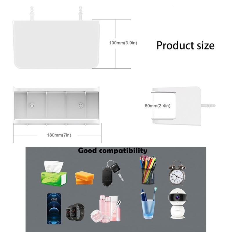 Space Saving 2 tiers Bedside Organizers Wall Mount Shelf For Smartphones Glasses Toiletries ABS Construction Multipurpose Use