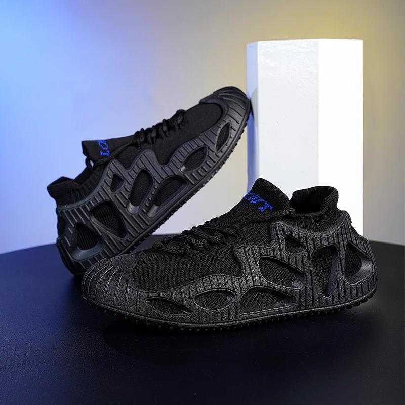

Large-sized New Flying Weave Sports and Casual Couple Shoes, Men s Outdoor Anti-slip and Wear-resistant Running Shoes 46 чёрный