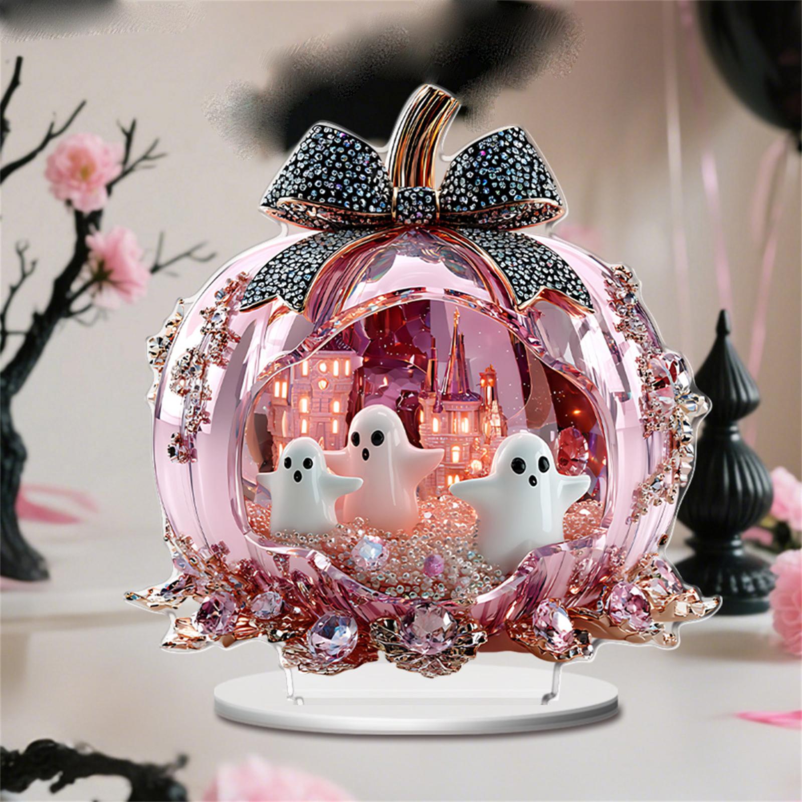 

Halloween Elegant Pumpkin Car 2D Flat Acrylic Home Living Room Study Desktop Ornaments One Size