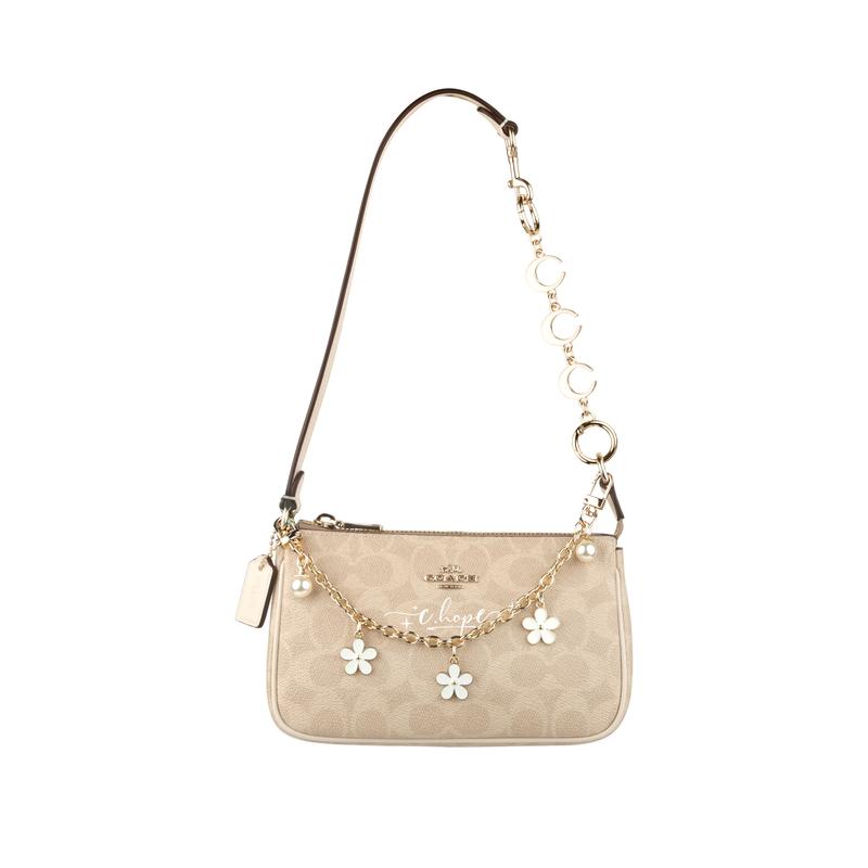 

COACH [Customized bag] Nolita 19 Jiuqi classic presbyopia print coated canvas portable shoulder bag small size women s bagel Bai Yuekui білий