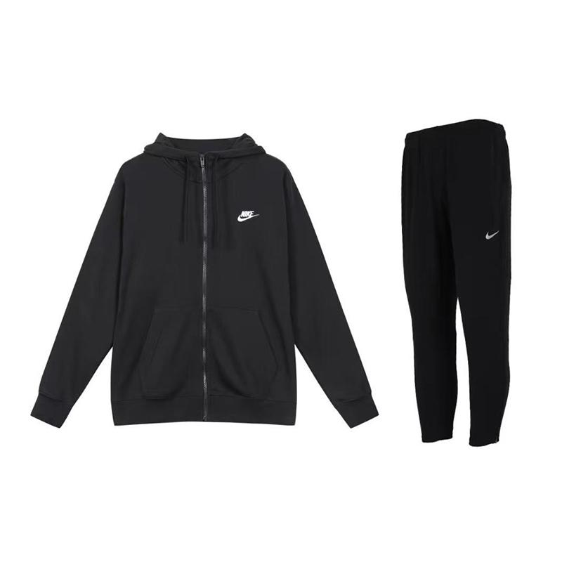 

Nike Letter Print Hooded Zip Long Sleeve Sweatshirt Quick Dry Comfortable Long Pants Casual Sports Suit Men sweatshirt, pants BV2649-010+DD5004-010 M
