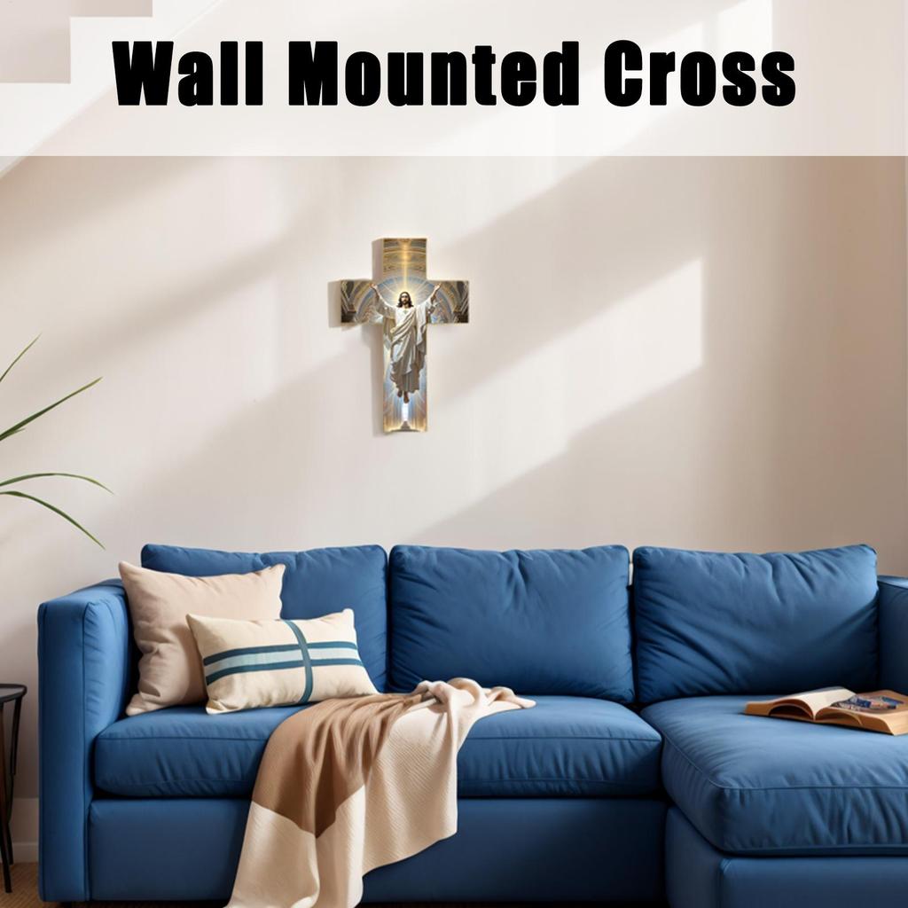 Kreuz für die Wand Jesus Holz Wandkunst Religiös Gesegnet Christus Kreuz Aufhänger für Weihnachten Eingangsbereich Flur Schlafzimmer Büro Esszimmer