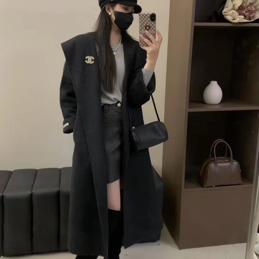 

Новое осенне-зимнее модное двухстороннее шерстяное пальто в корейском стиле, свободное повседневное шерстяное пальто M