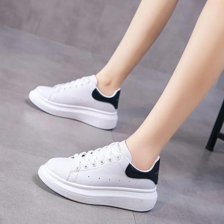 Casual Trendy Autumn New Couple'S Shoe Increase Height White Small Shoe Women'S Plus Size Board Shoe Rubber Sole Polyurethane In