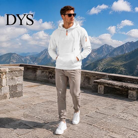 Versatile Active Top for Cycling Men's Quarter Zip Up Hoodies, Long Sleeve Hooded Sweatshirt, Warm Sweatshirt School Daily Wear Casual Fall