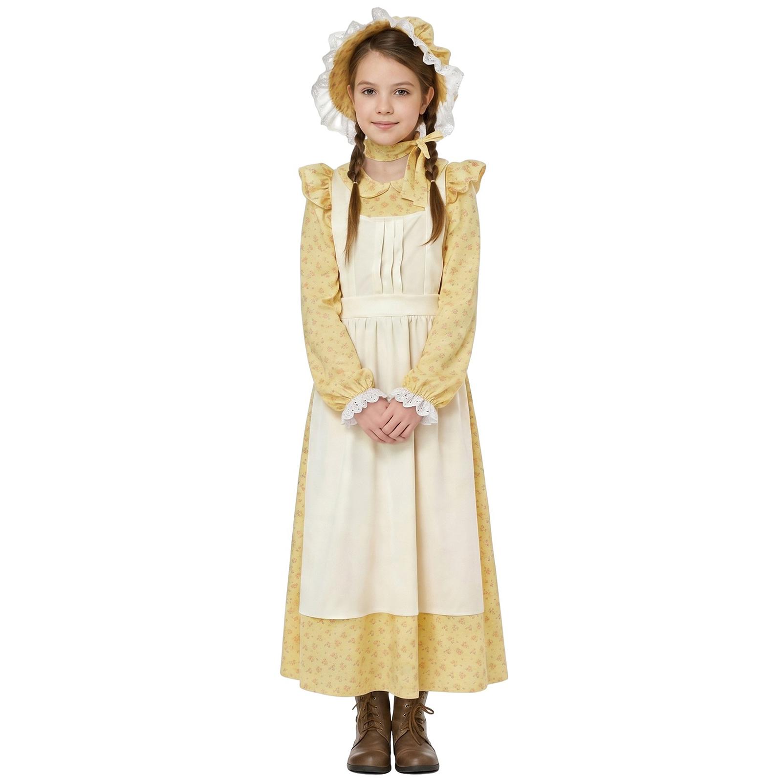 Girls European Farm Halloween Costume Dress L жёлтый