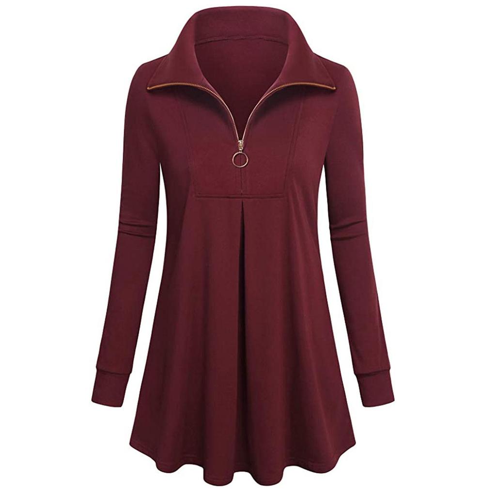 Fashoin Women's Long Sleeve Lapel Tunic Casual Pullover Sweatshirt Blouse Tops