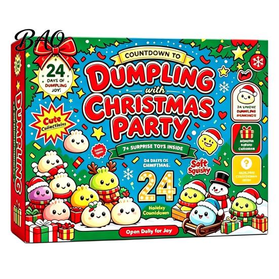 Christmas Gift for Adults 2026 Squeeze Toy Advent Calendar, 24-Day Dumpling Bun Fidget Stocking Stuffers Kids Countdown Box, Soft TPR Stress