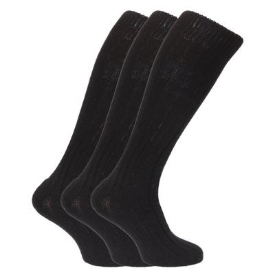 Mens Wool Blend Long Length Socks With Padded Sole (Pack Of 3)