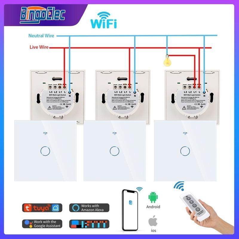

Промежуточный лестничный переключатель, Wi-Fi художественный переключатель, стеклянные настенные сенсорные выключатели RF433, пульт дистанционного управления Tuya Alexa Google Home