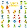 56 Cartoon Rubber Dinosaur Graffiti Stickers Water Cup Computer Stationery Decorative Waterproof Stickers